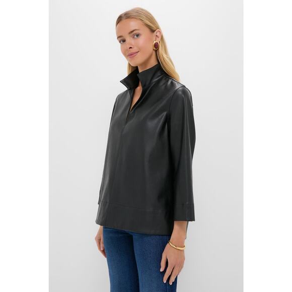 TUCKERNUCK Black Leather Margot Top Size XS NWT Retail $168 Tuckernuck - Picture 4 of 8